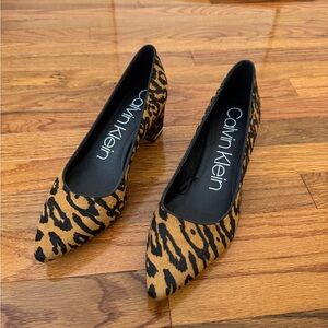 Calvin Klein Cheetah Print Low Block Heel